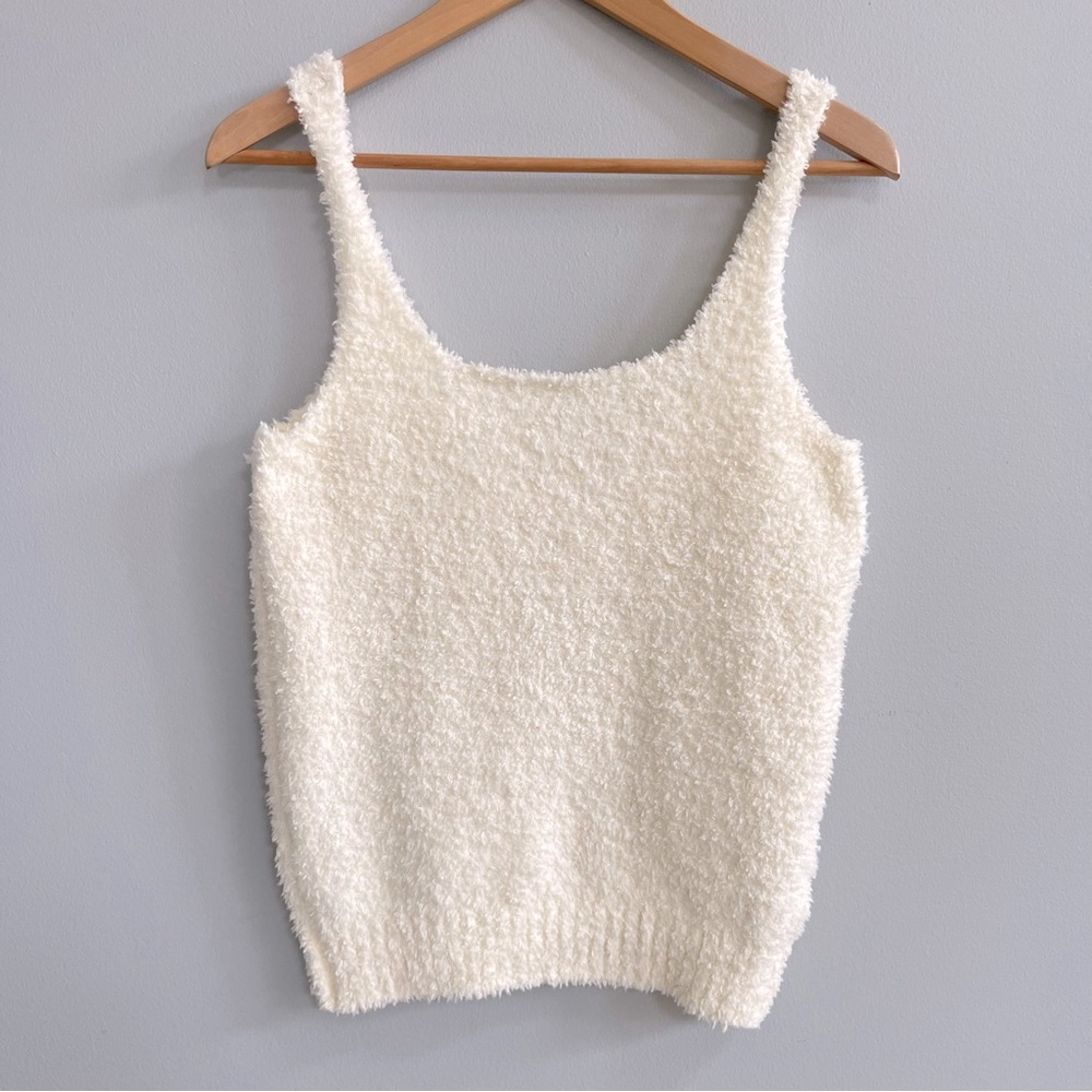 Cozy White Knit Tank Top